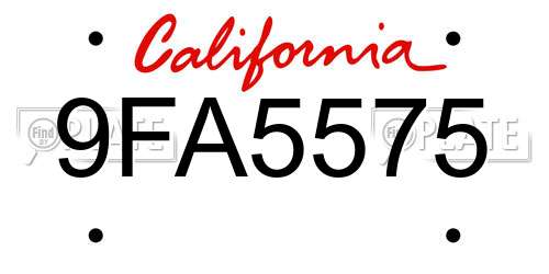 9FA5575 California License Plate