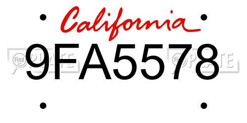 9FA5578 California License Plate