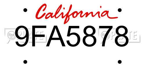9FA5878 California License Plate