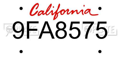 9FA8575 California License Plate