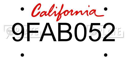 9FAB052 California License Plate