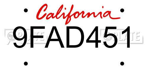 9FAD451 California License Plate