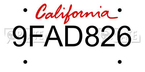 9FAD826 California License Plate
