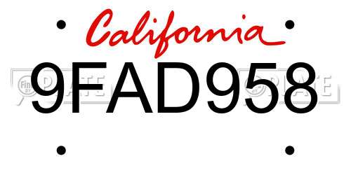 9FAD958 California License Plate