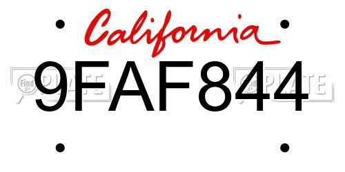 9FAF844 California License Plate