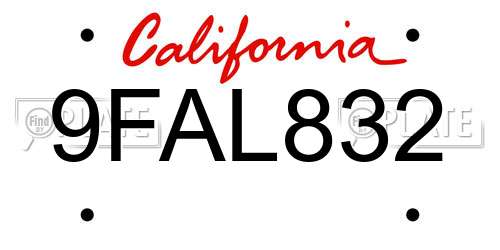 9FAL832 California License Plate