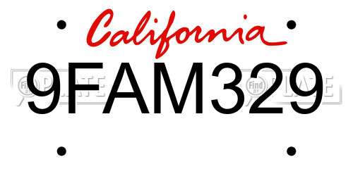 9FAM329 California License Plate