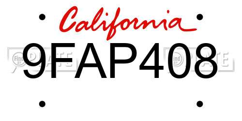 9FAP408 California License Plate