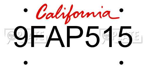 9FAP515 California License Plate