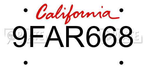 9FAR668 California License Plate