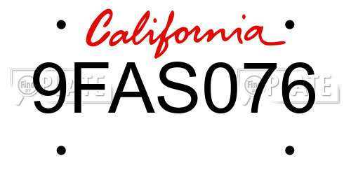 9FAS076 California License Plate