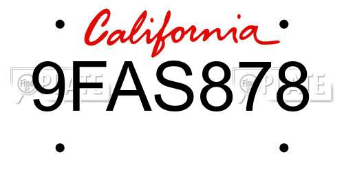 9FAS878 California License Plate