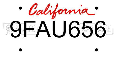 9FAU656 California License Plate