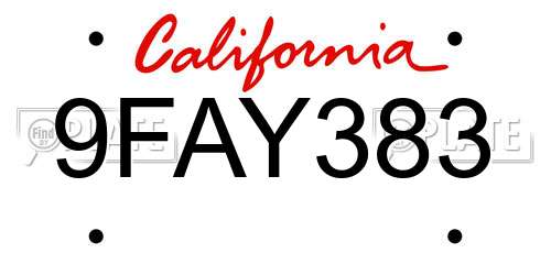 9FAY383 California License Plate