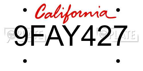 9FAY427 California License Plate
