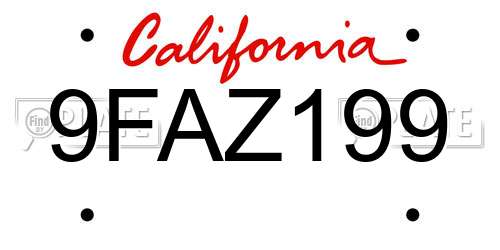 9FAZ199 California License Plate