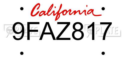 9FAZ817 California License Plate