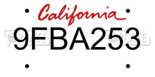 9FBA253 California License Plate