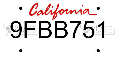9FBB751 California License Plate