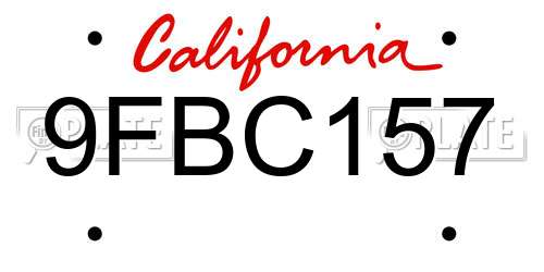 9FBC157 California License Plate