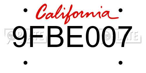 9FBE007 California License Plate