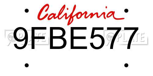 9FBE577 California License Plate