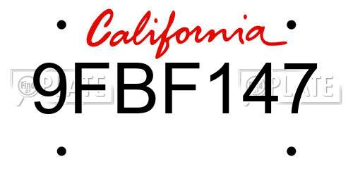 9FBF147 California License Plate