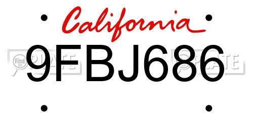 9FBJ686 California License Plate