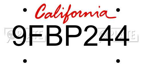 9FBP244 California License Plate