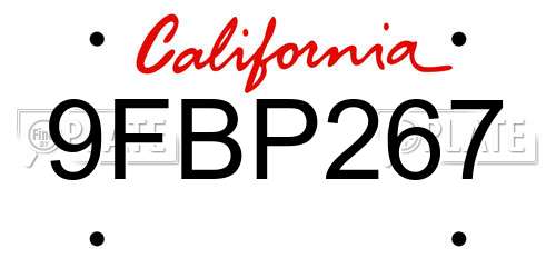 9FBP267 California License Plate