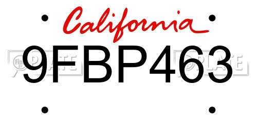 9FBP463 California License Plate