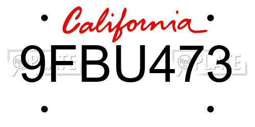9FBU473 California License Plate