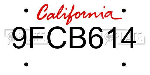 9FCB614 California License Plate