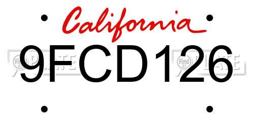 9FCD126 California License Plate