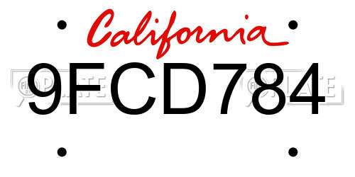 9FCD784 California License Plate