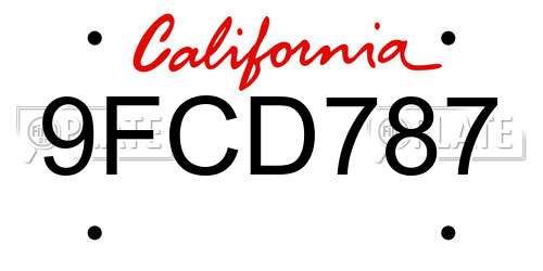 9FCD787 California License Plate