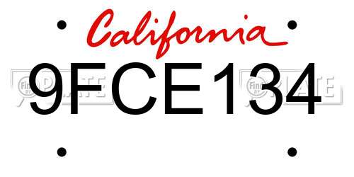 9FCE134 California License Plate