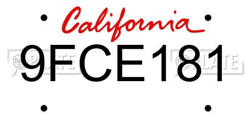 9FCE181 California License Plate