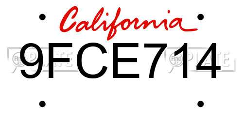 9FCE714 California License Plate
