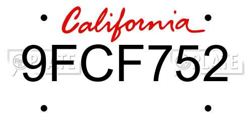 9FCF752 California License Plate