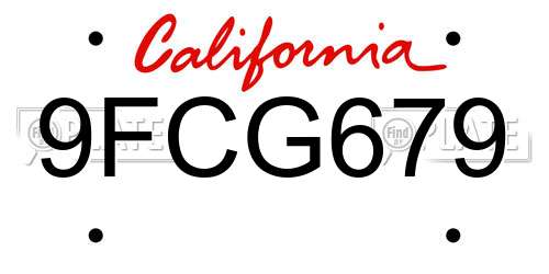 9FCG679 California License Plate