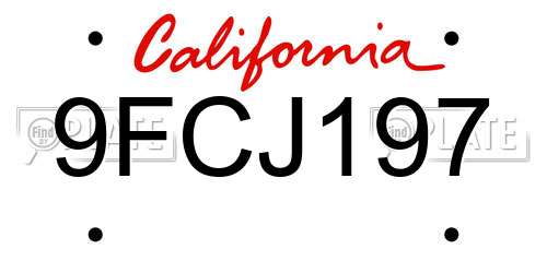 9FCJ197 California License Plate