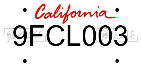 9FCL003 California License Plate
