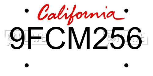 9FCM256 California License Plate