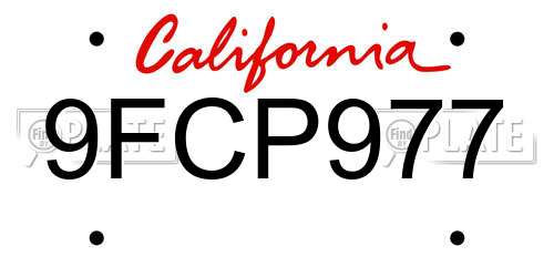 9FCP977 California License Plate