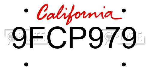 9FCP979 California License Plate