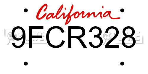 9FCR328 California License Plate