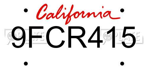 9FCR415 California License Plate