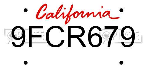 9FCR679 California License Plate