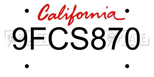 9FCS870 California License Plate